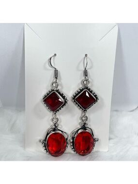Garnet 925 Synthetic Gemstone Earrings